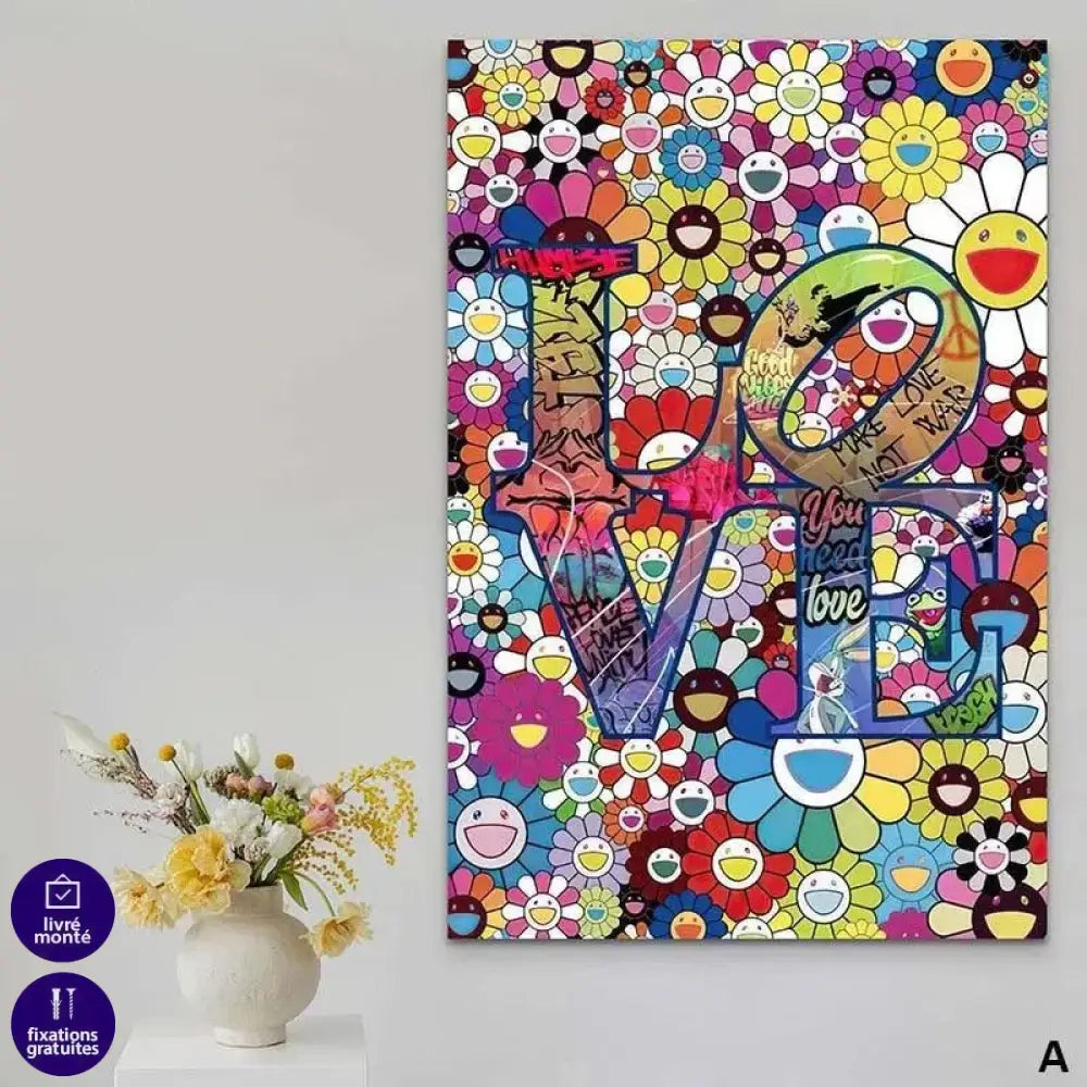 Tableau Street Art Graffiti Good Vibes - Montableaudeco