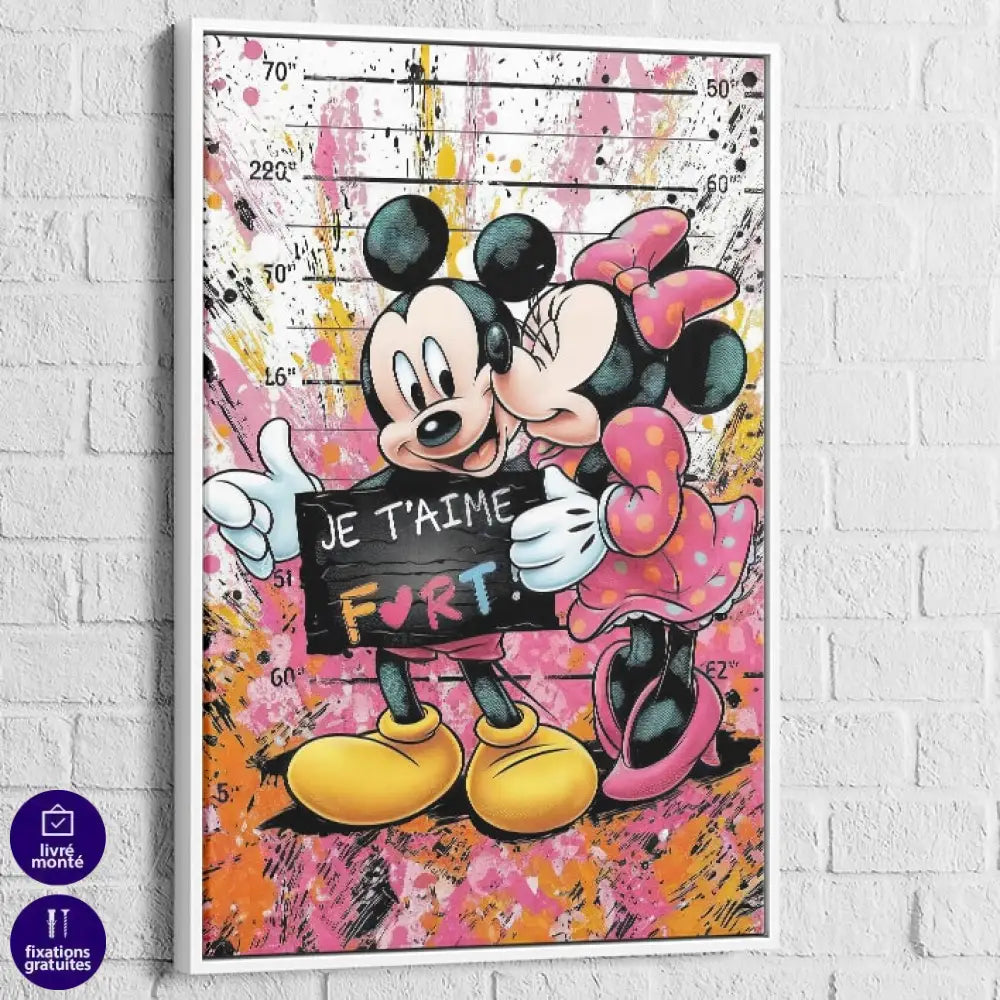 Tableau Street Art Je T’aime Fort 40x60cm / Cadre Blanc Tableau Street Art