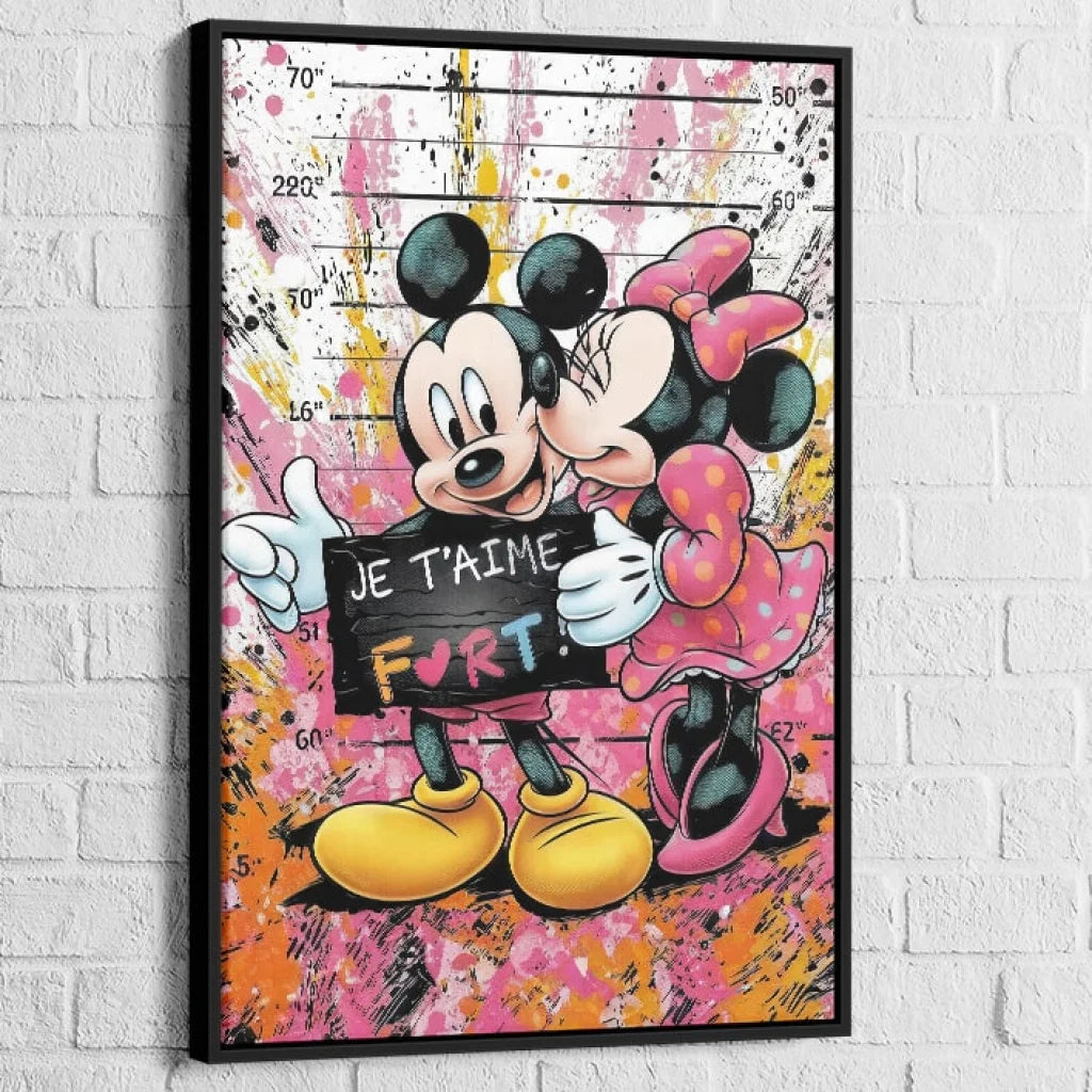 Tableau Street Art Je T’aime Fort 40x60cm / Cadre Noir Tableau Street Art