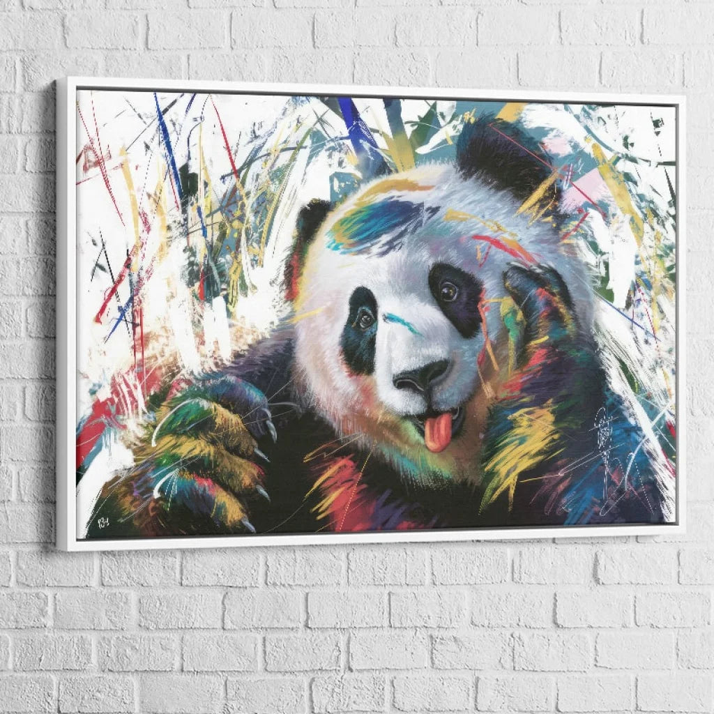 Tableau Street Art Jolie Panda 40x60cm / Cadre Blanc Tableau Street Art