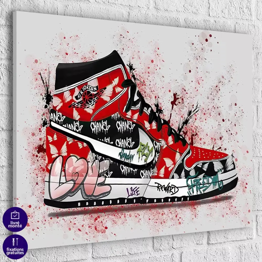 Tableau Street Art Jordan Air Rouge - Montableaudeco