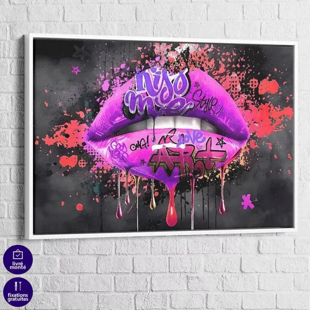 Tableau Street Art Kiss Lips - Montableaudeco