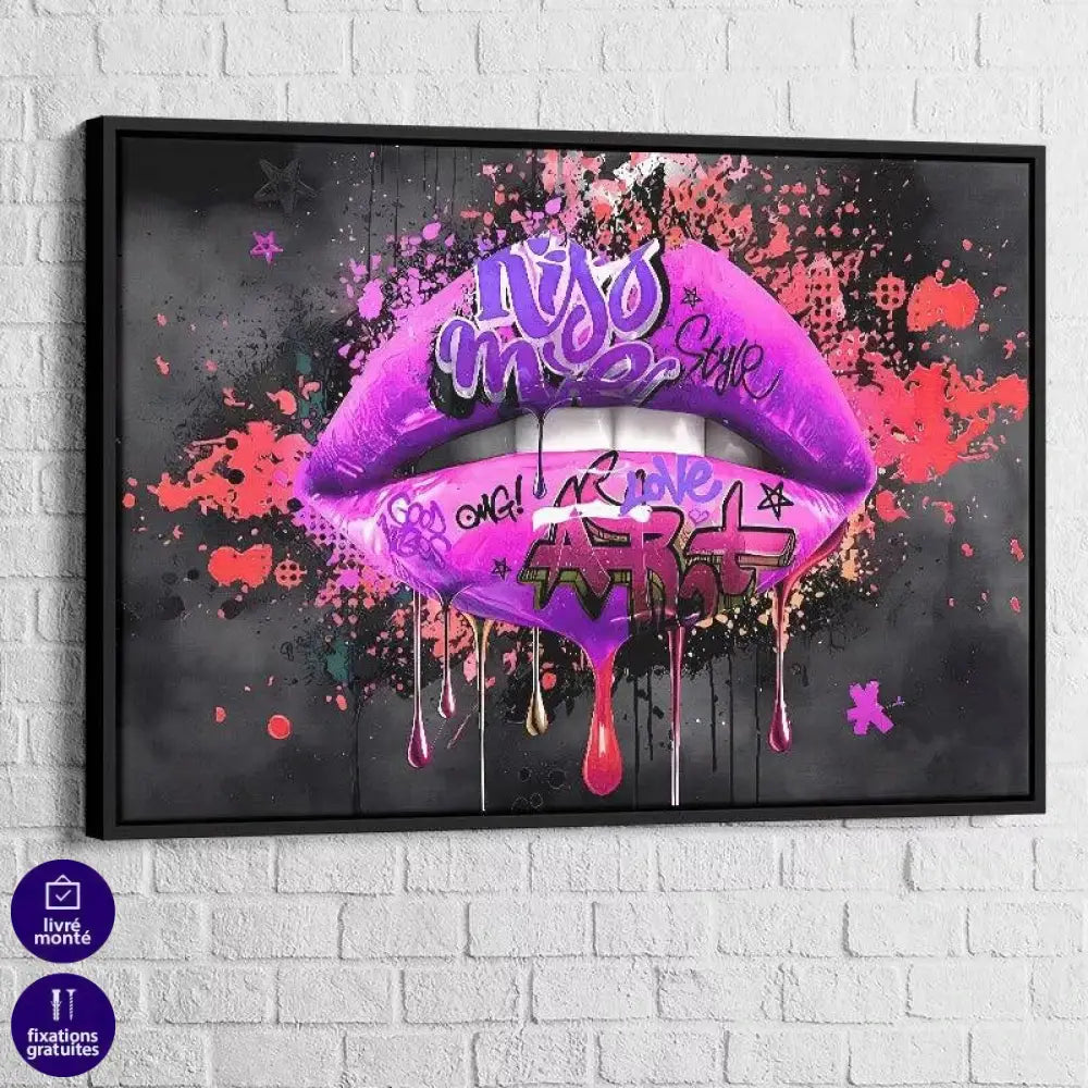 Tableau Street Art Kiss Lips - Montableaudeco