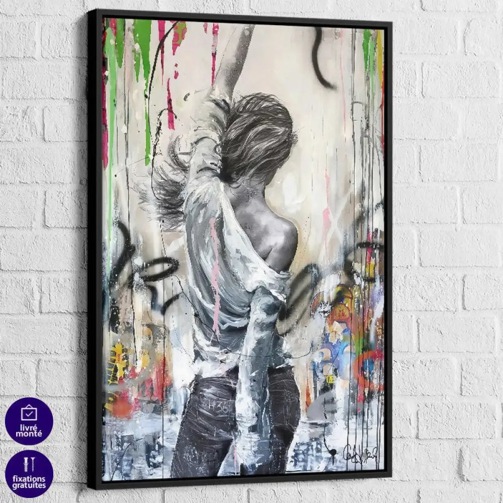 Tableau street art La Danseuse, cadre noir