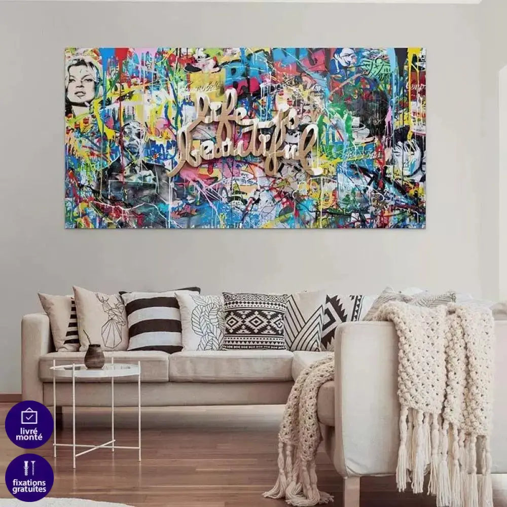 Tableau Street Art Life Beautiful - Montableaudeco