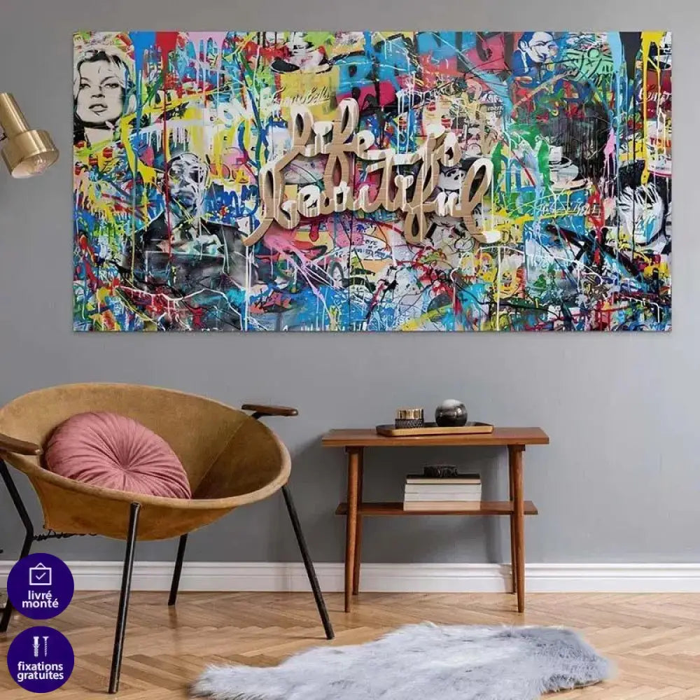 Tableau Street Art Life Beautiful - Montableaudeco