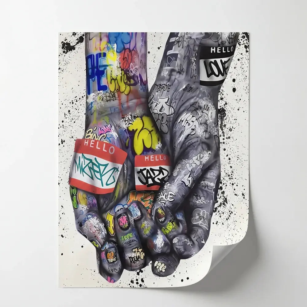 Tableau mains graffiti moderne art urbain intérieur