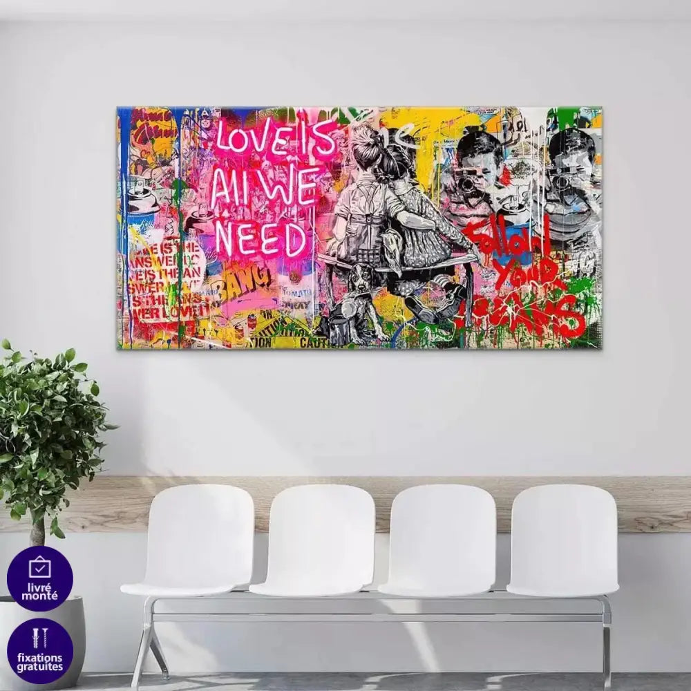 Tableau Street Art Love is all we Need - Montableaudeco