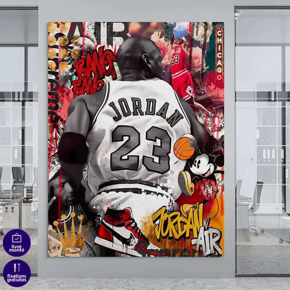 Tableau street art Michael Jordan Air, style graffiti pop art