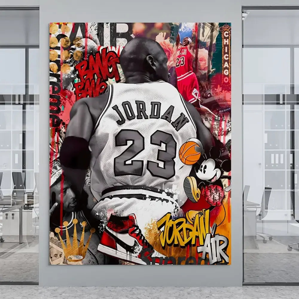 Tableau street art Michael Jordan Air, style graffiti pop art