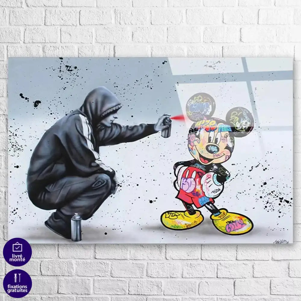 Tableau Street Art Mickey et le Graffeur - Montableaudeco