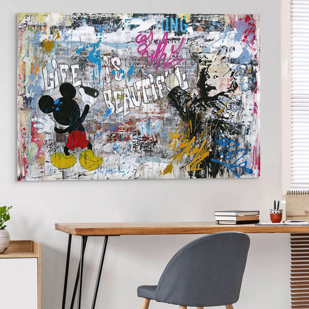 Tableau Street Art Mickey et le Graffiti 40x60cm / Affiche sans cadre Tableau Street Art