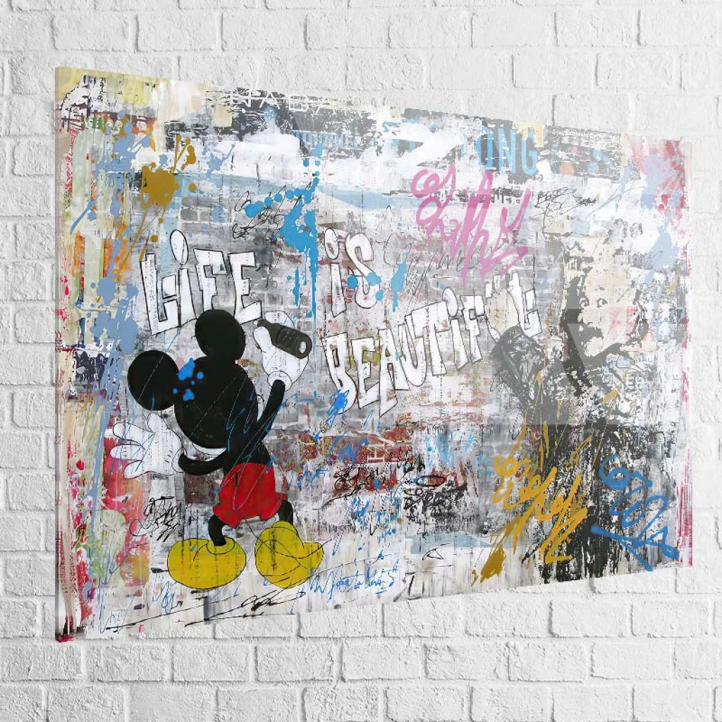 Tableau Street Art Mickey et le Graffiti 40x60cm / Plexiglas Tableau Street Art