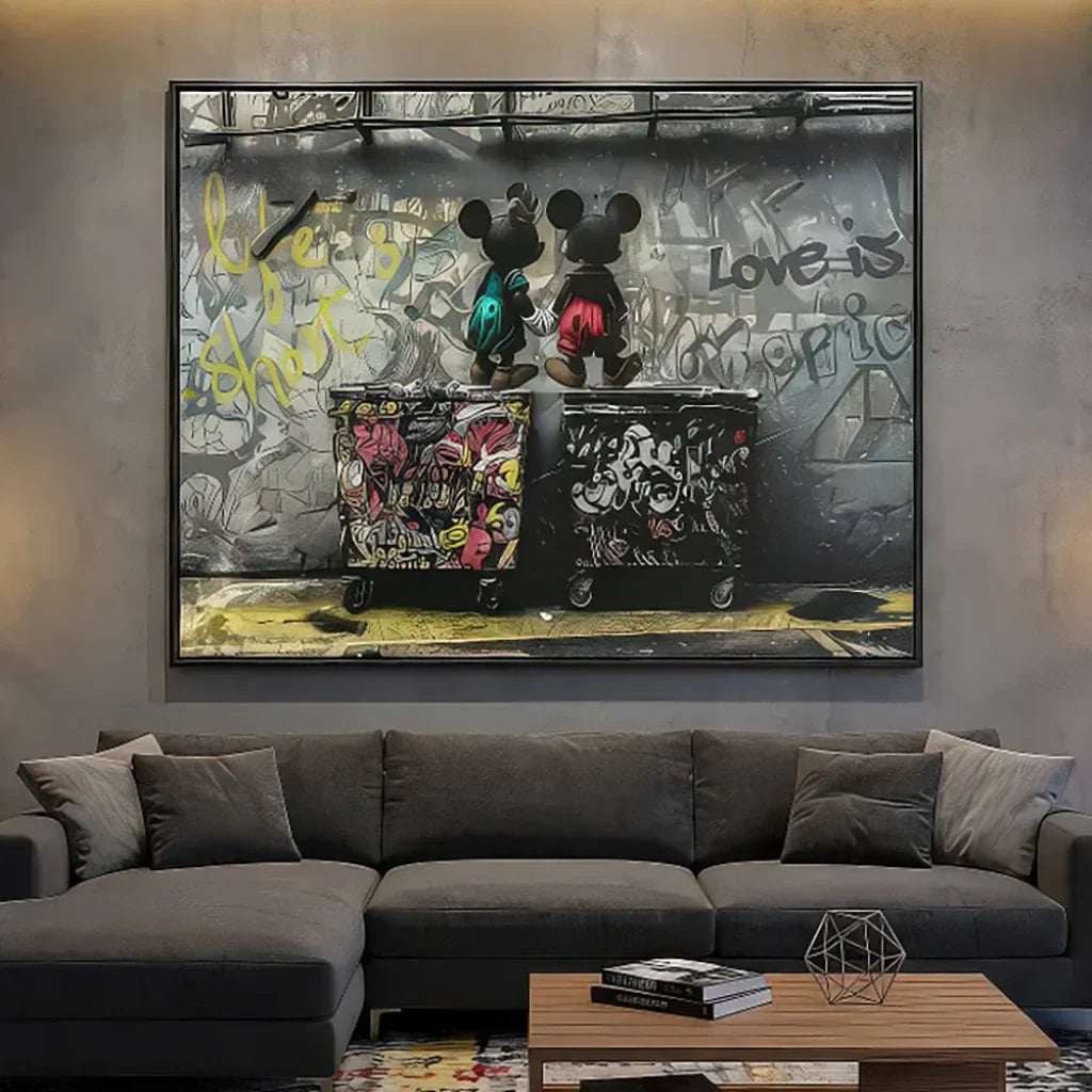 Tableau street art Mickey Life Is Short décoration murale moderne
