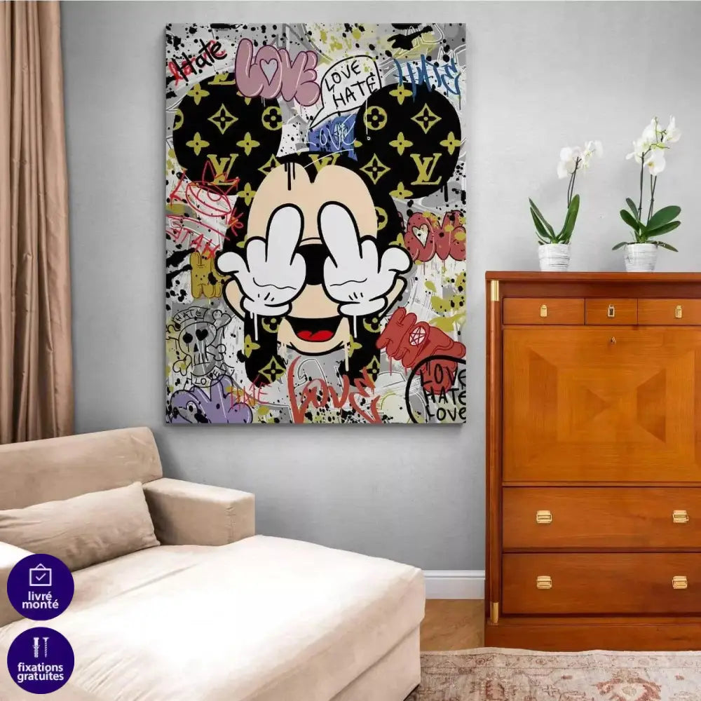 Tableau Street Art Mickey Love Hate - Montableaudeco