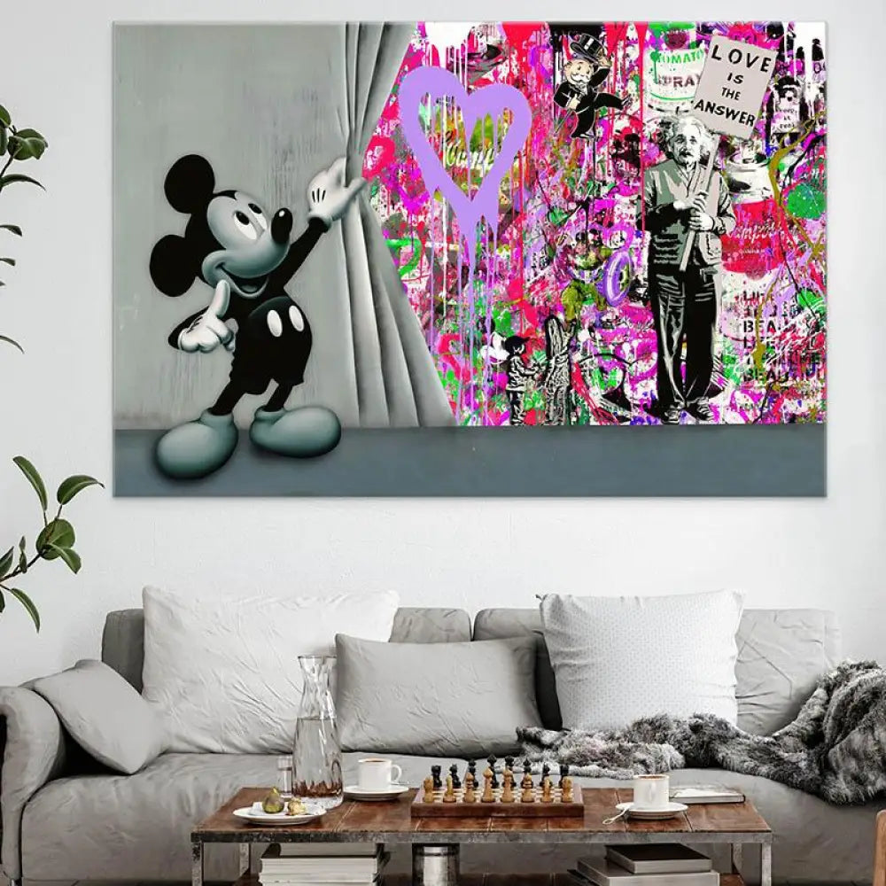 Tableau Street Art Mickey Love Is - Montableaudeco
