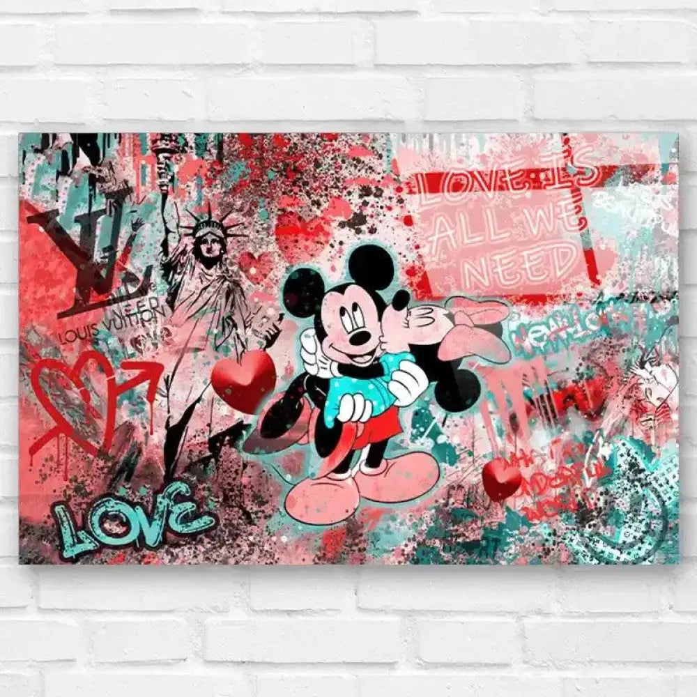 Tableau Street Art Mickey Love Is All - Montableaudeco