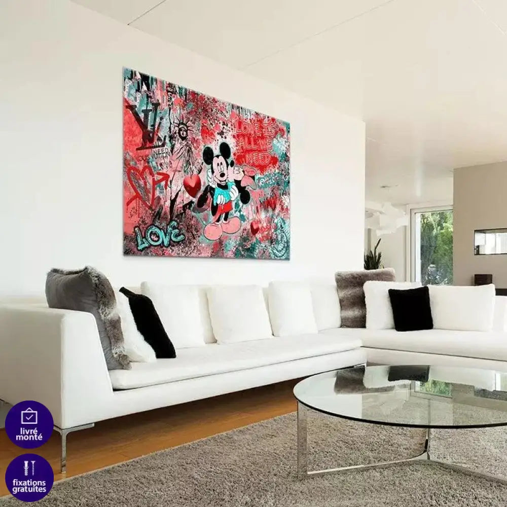 Tableau Street Art Mickey Love Is All - Montableaudeco