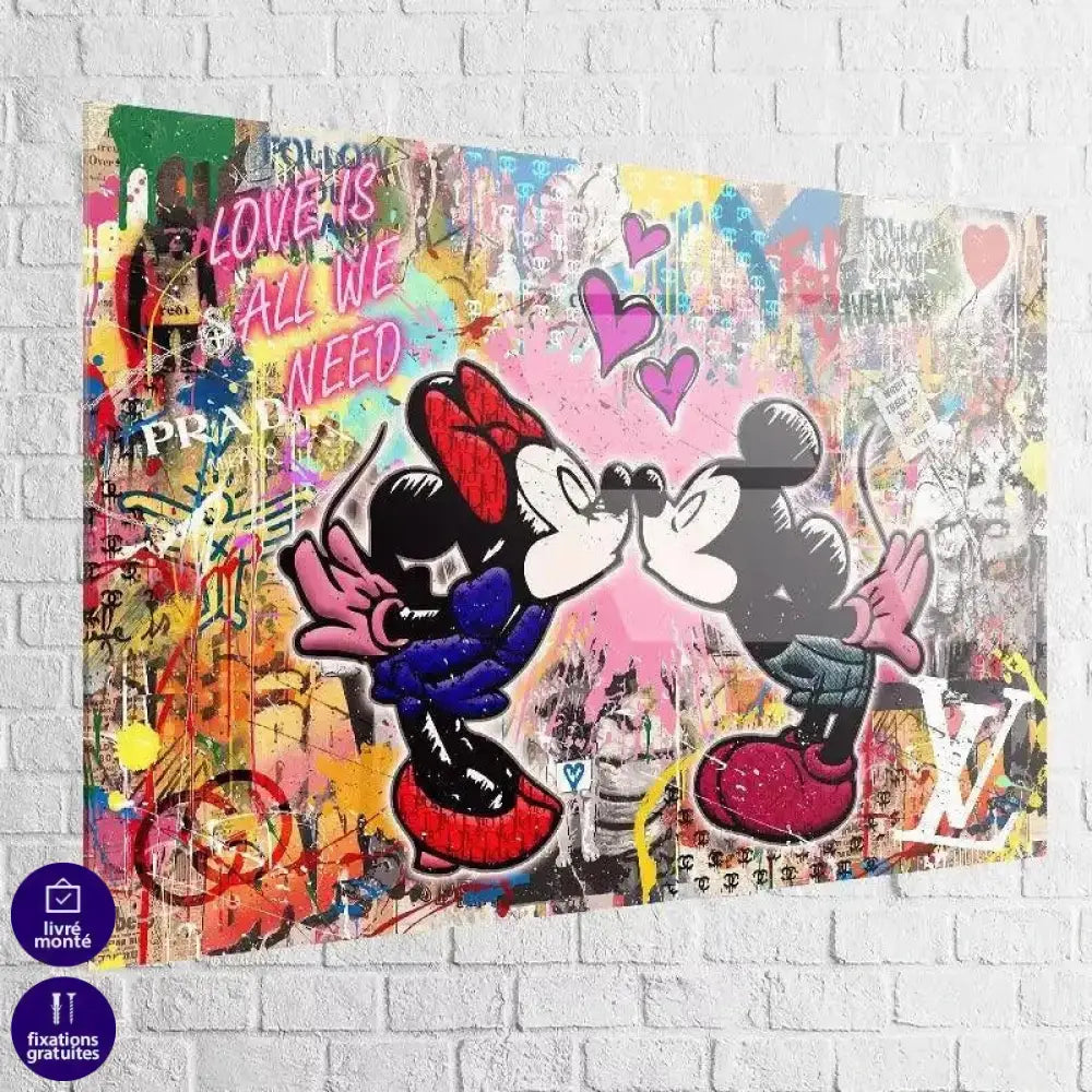 Tableau Street Art Mickey Minnie Love - Montableaudeco