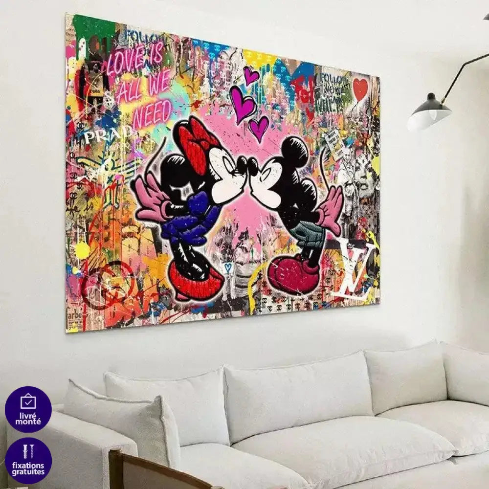 Tableau Street Art Mickey Minnie Love - Montableaudeco