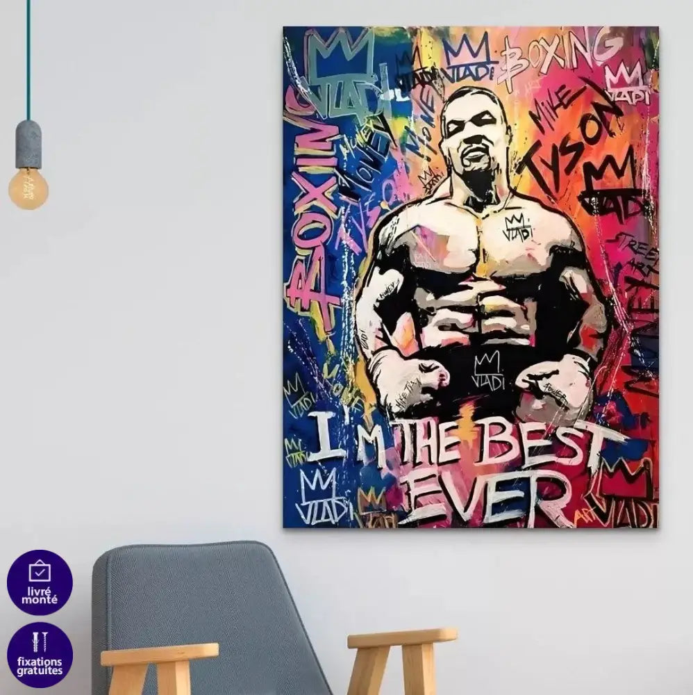 Tableau Street Art Mike Tyson Legende - Montableaudeco