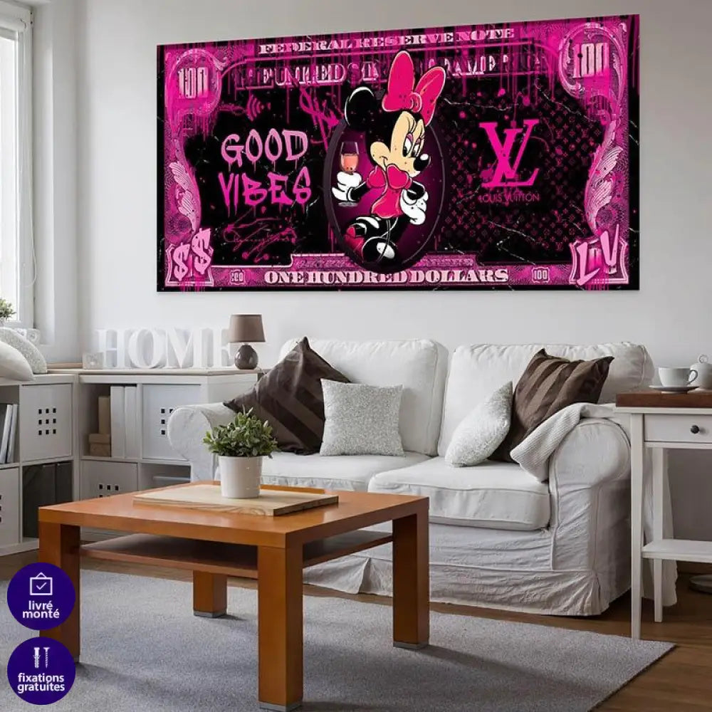Tableau Street Art Minnie Good Vibes - Montableaudeco