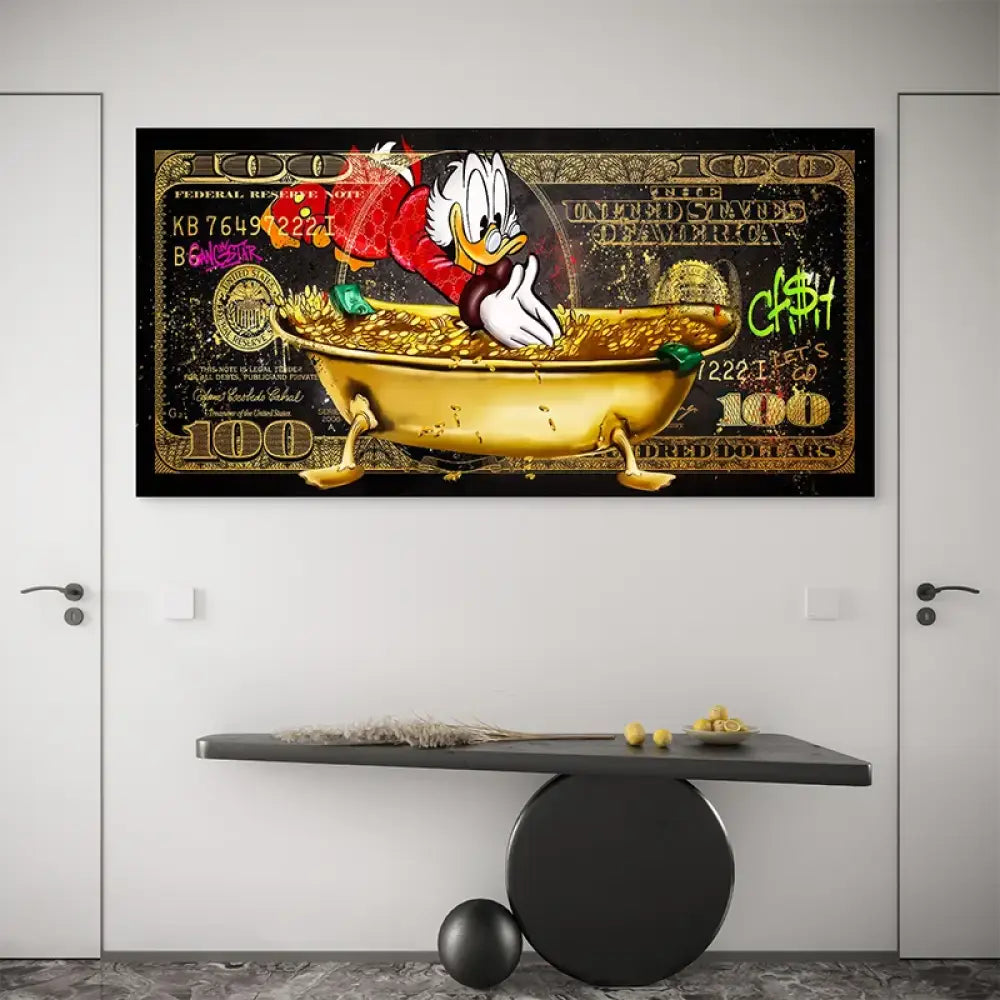 Tableau décoratif Picsou version street art avec effet doré