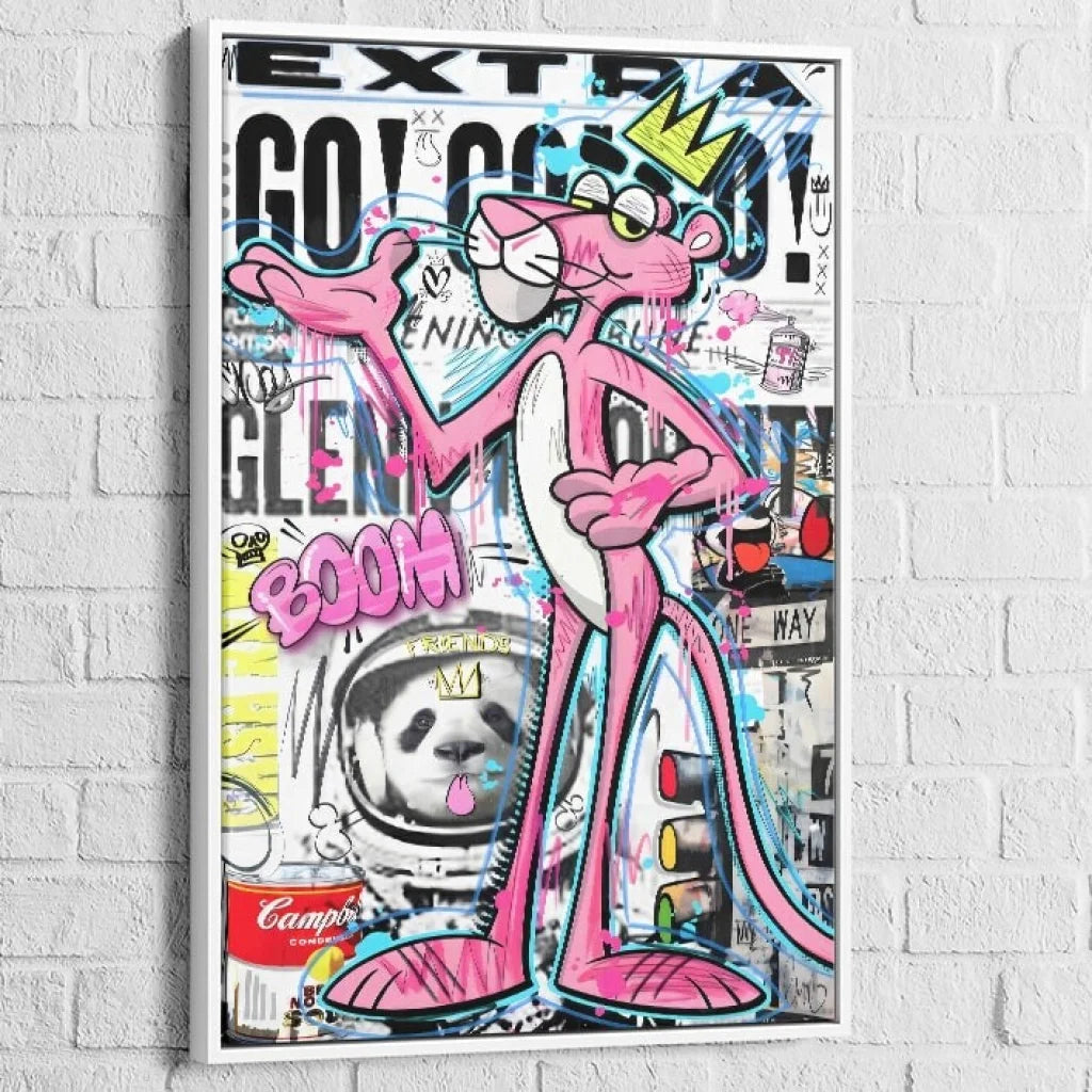 Œuvre murale pop culture panthère rose façon street art