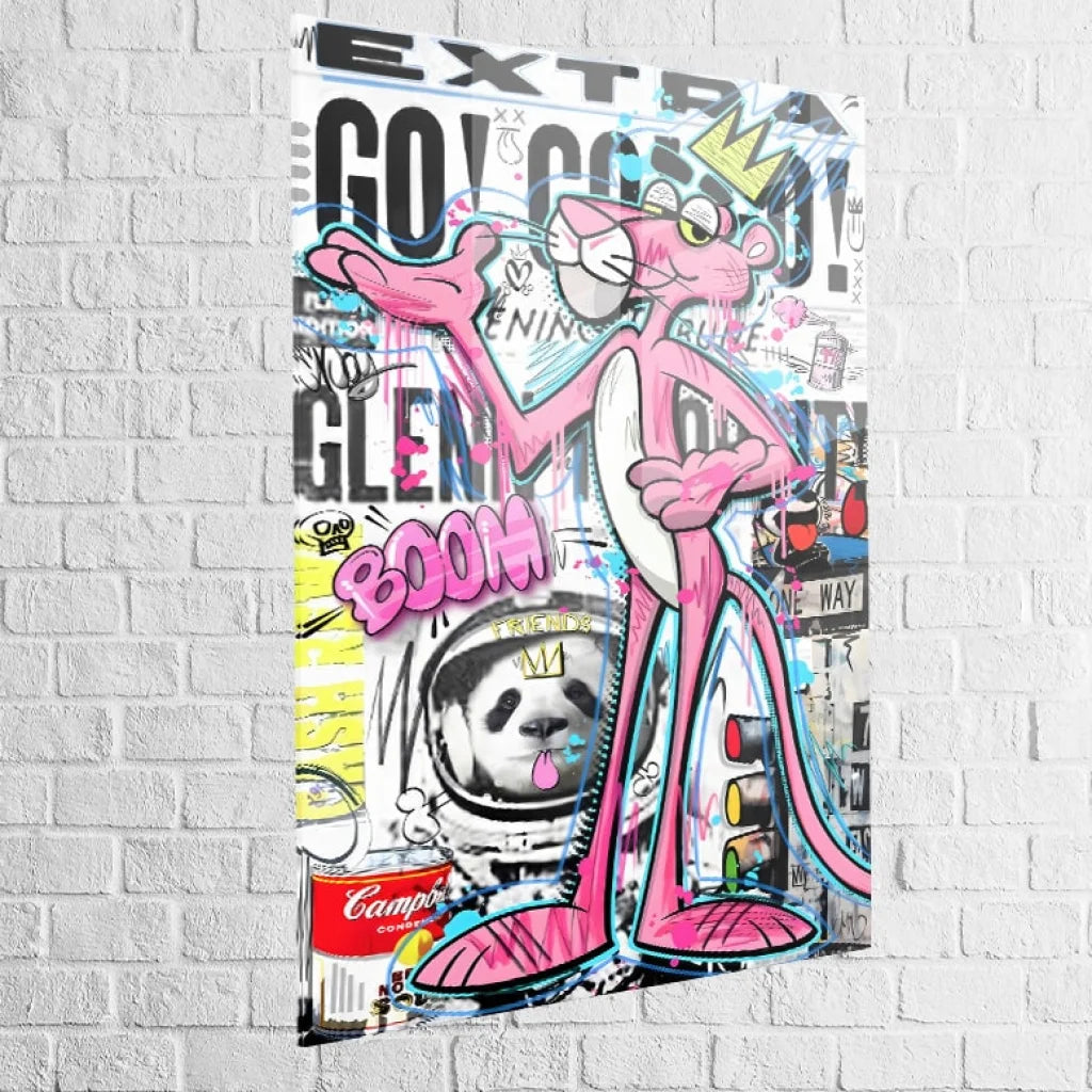 Visuel décalé et fun avec panthère rose et éléments urbains