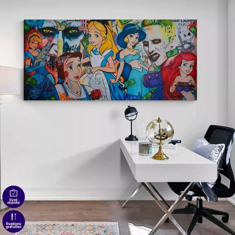 Tableau Street Art Princesse Disney et Bad Boys - Montableaudeco