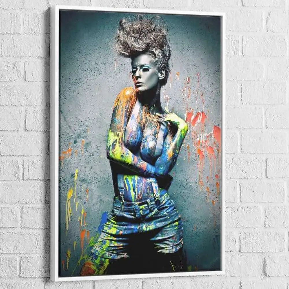 Tableau Street Art Rébellion Colorée 40x60cm / Cadre Blanc Tableau Street art