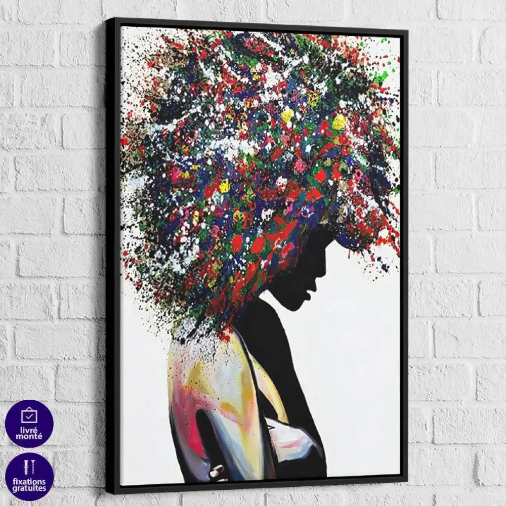 Tableau Street Art Silhouette en Couleur 40x60cm / Cadre Noir Tableau Street Art