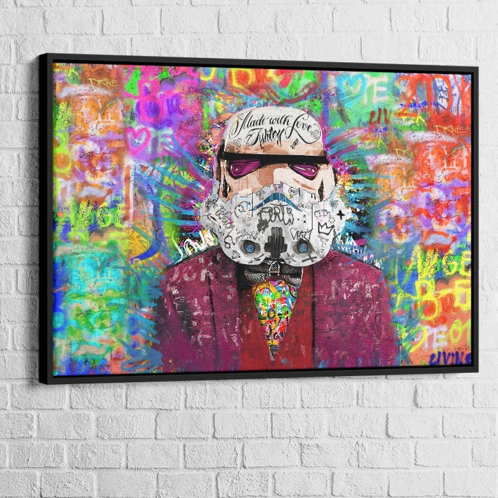 Tableau Street Art Stormtrooper 40x60cm / Cadre Noir Tableau Street Art