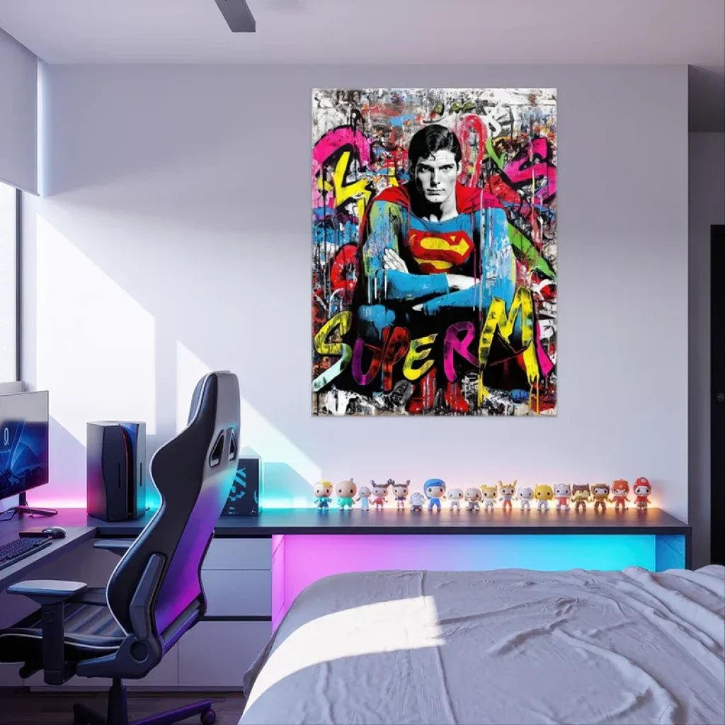 Superman graffiti poster for wall decoration