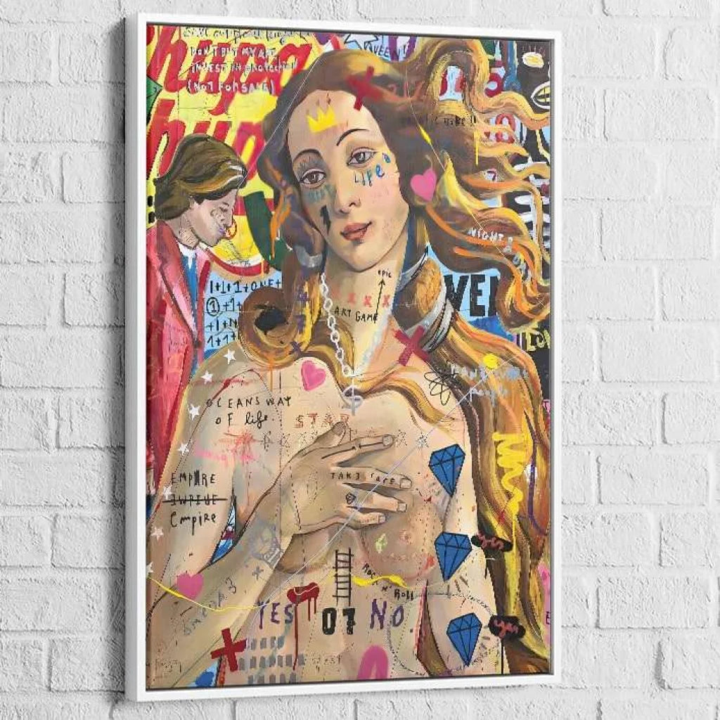 Tableau Street Art Symphonie Pop 40x60cm / Cadre Blanc Tableau Street art