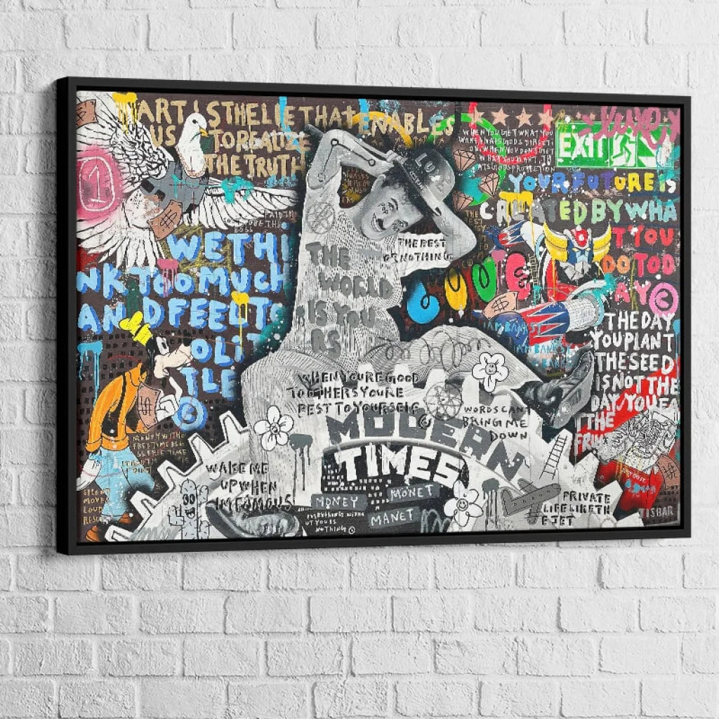 Tableau moderne type collage artistique inspiré de la culture urbaine