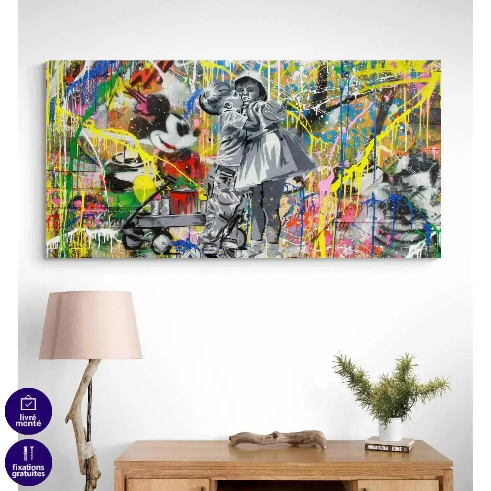 Tableau Street Art The boy's kiss - Montableaudeco