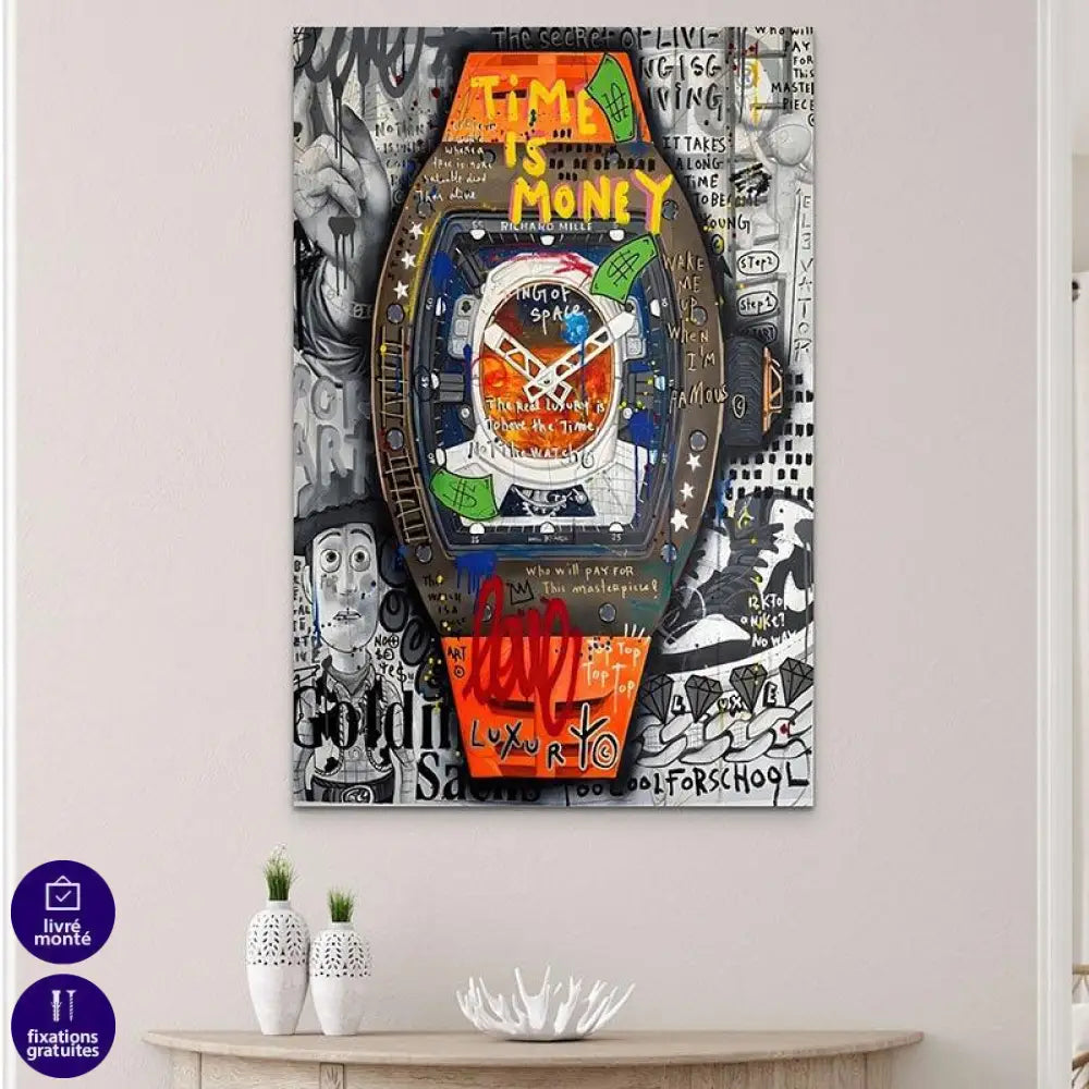 Tableau Street Art Time is Money - Montableaudeco