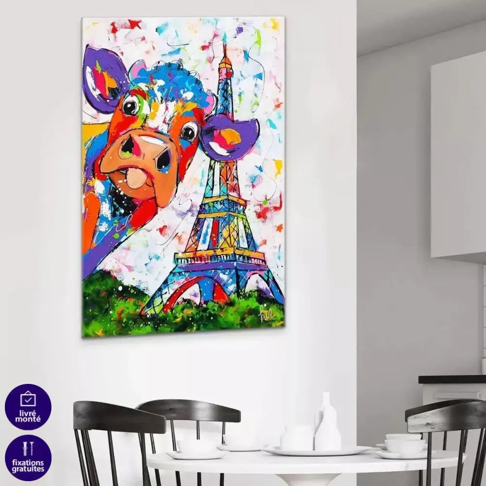 Tableau Vache Colorée à Paris - Montableaudeco