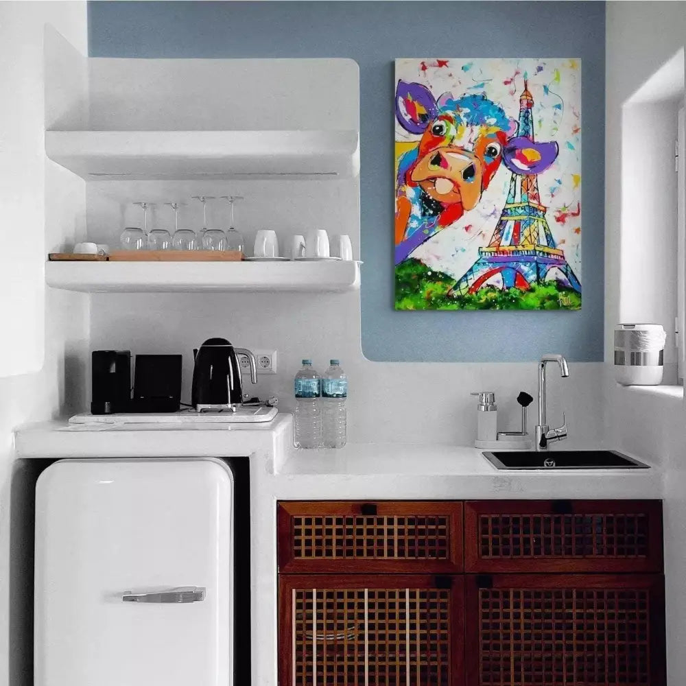 Tableau Vache Colorée à Paris - Montableaudeco