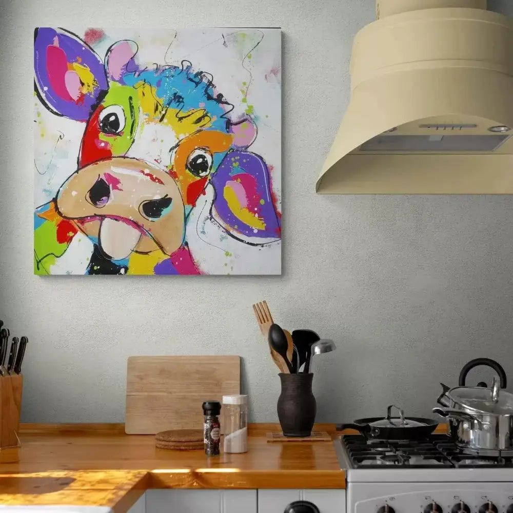 Tableau Vache Colorée Est Folle - Montableaudeco