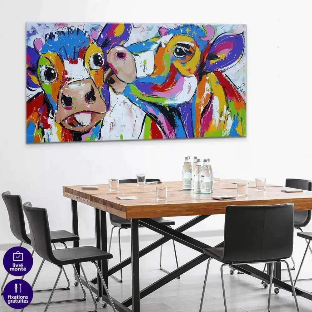 Tableau Vache Colorée L'amour Vache - Montableaudeco