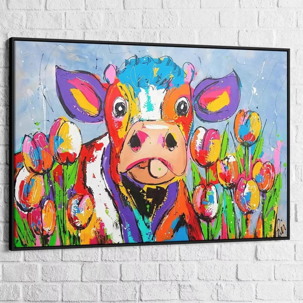 Tableau Vache Colorée Le Printemps - Montableaudeco