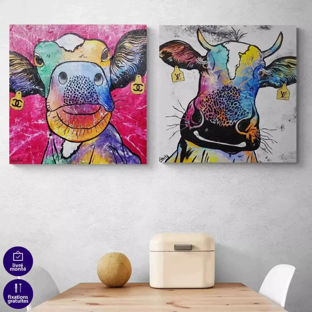 Tableau Vache Fashion - Montableaudeco