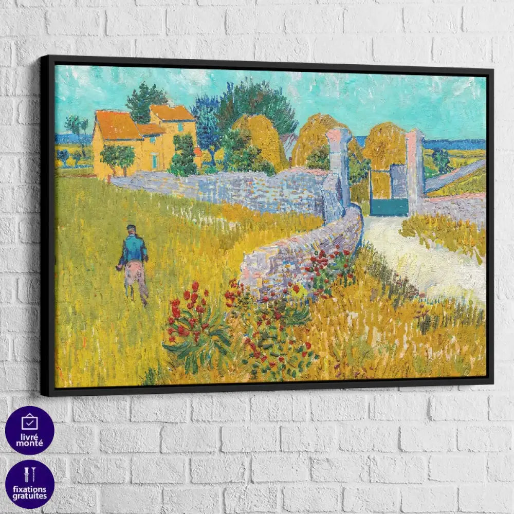 Version cadre flottant noir pour le tableau Van Gogh, rendu galerie