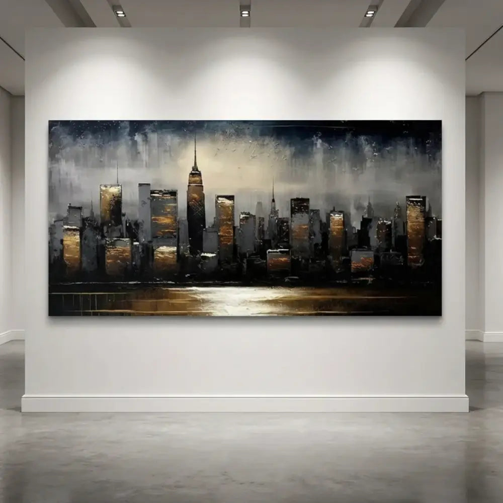 tableau skyline new york noir et or décoration murale