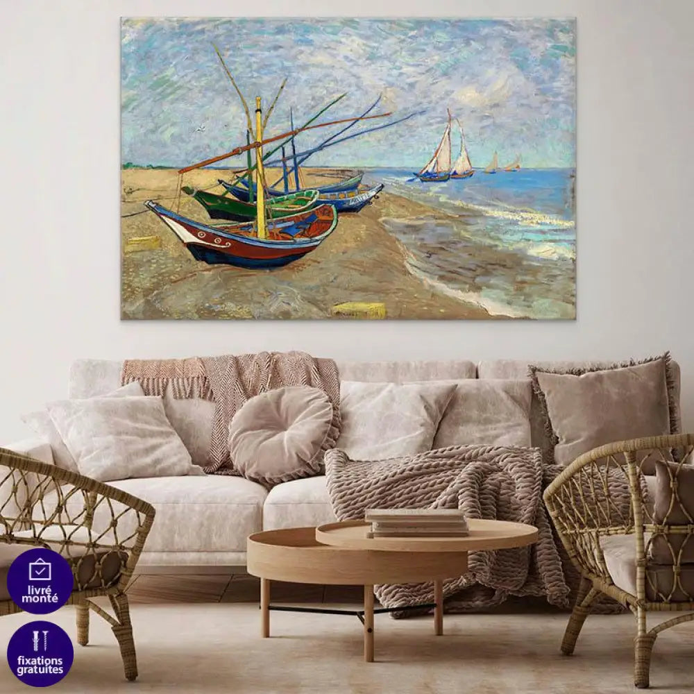 Tableau Vincent Van Gogh Bateau de Pêche à Saintes Maries - Montableaudeco