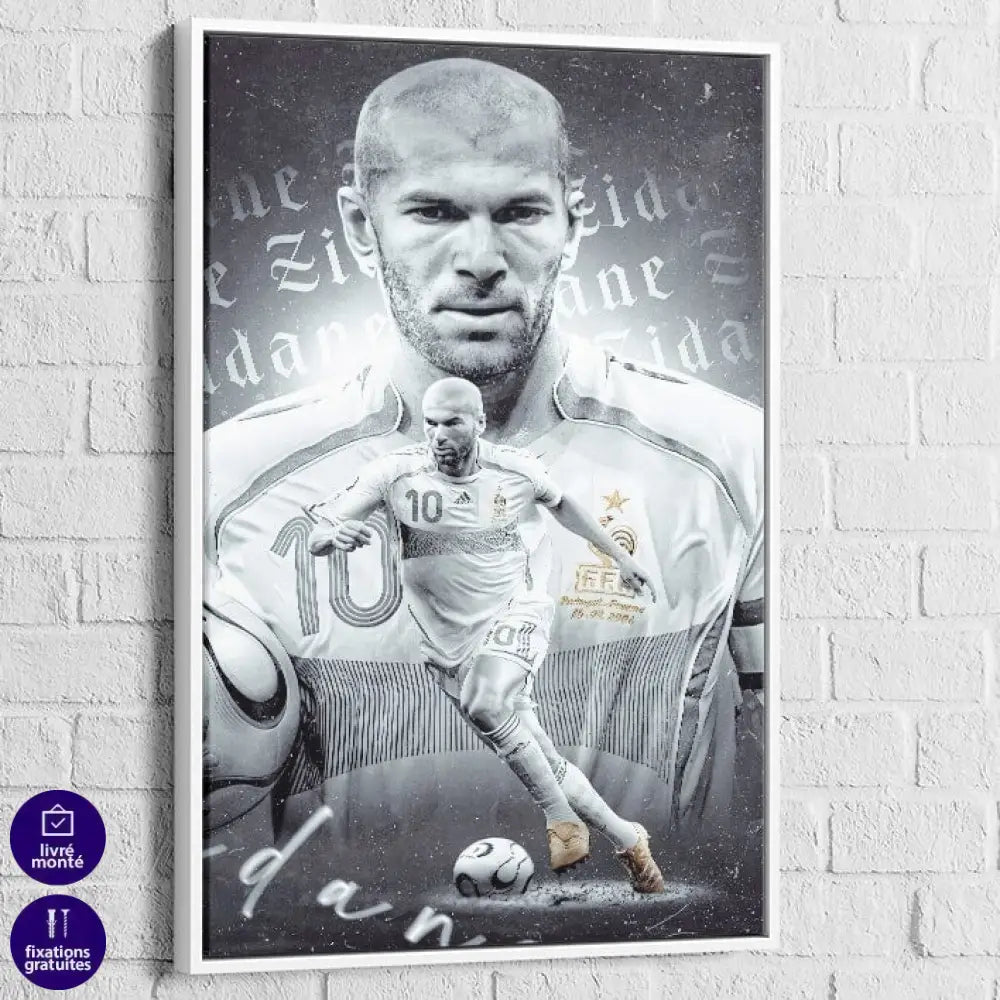 Tableau Zidane Le Roi Zidane 40x60cm / Cadre Blanc Tableau Sport