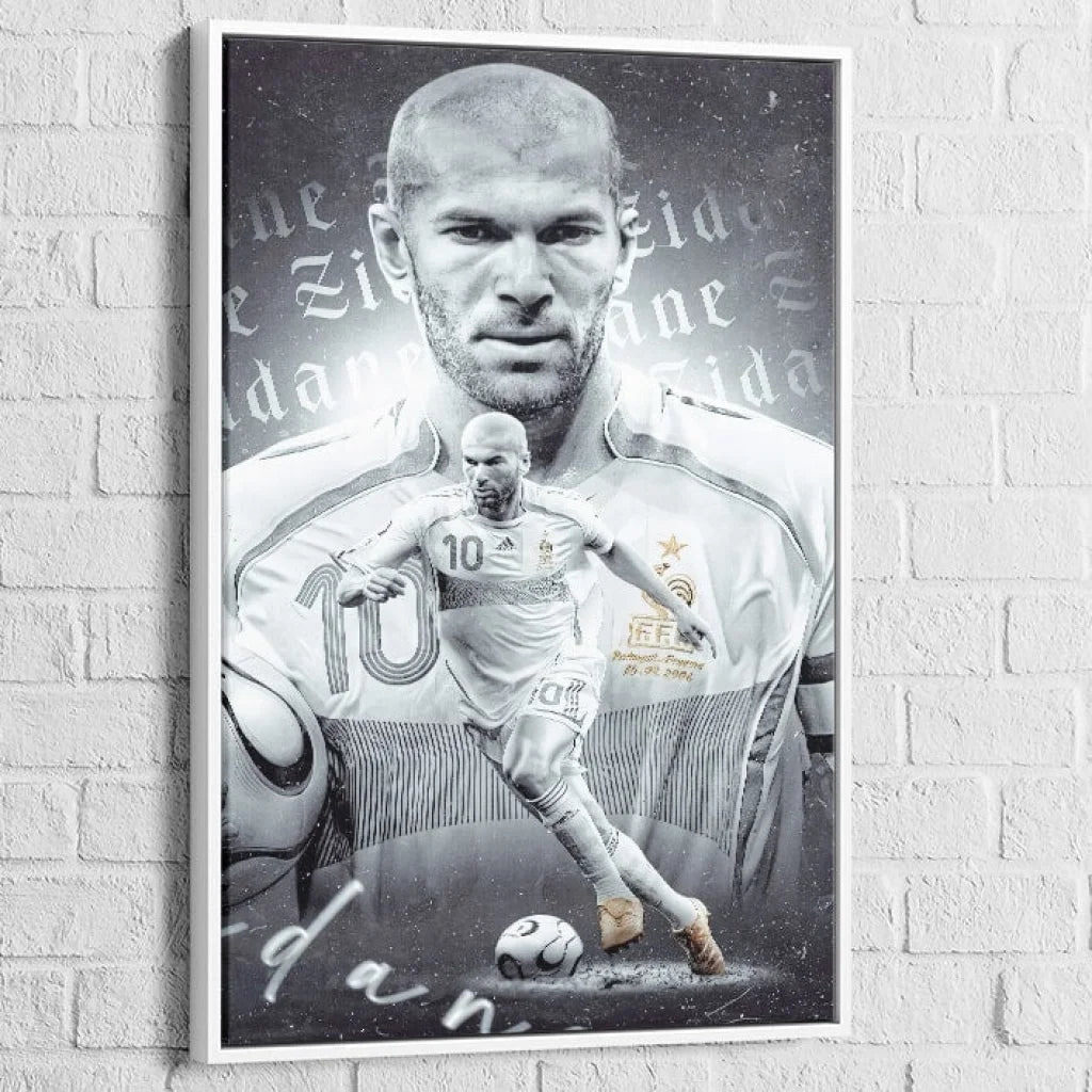 Tableau Zidane Le Roi Zidane 40x60cm / Cadre Blanc Tableau Sport