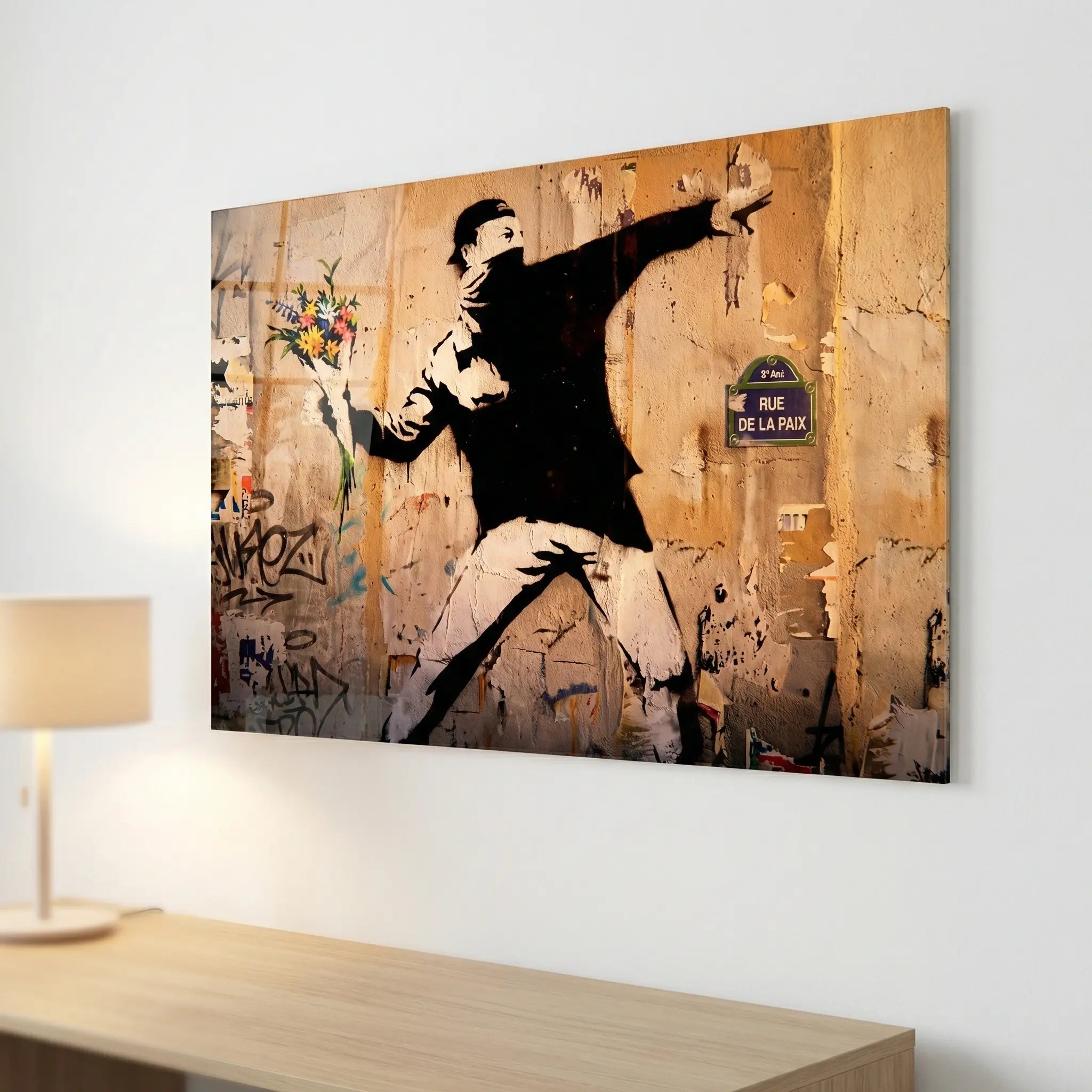 tableau Banksy rage the flower thrower pour bureau moderne